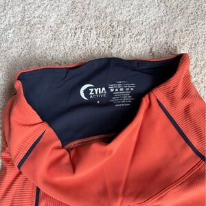 ZYA Active Orange Leggings with Black Trim